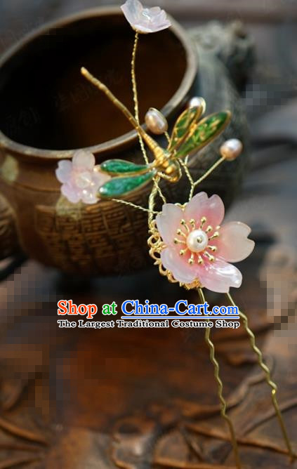 Traditional Chinese Handmade Court Green Dragonfly Plum Hairpins Hair Accessories Ancient Hanfu Hair Clip for Women