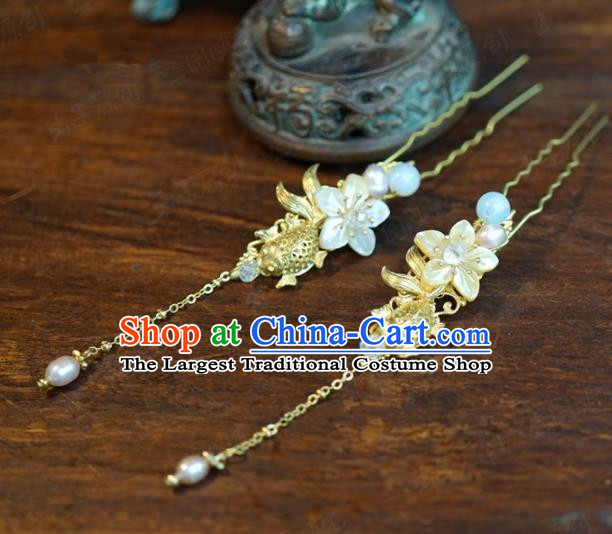 Traditional Chinese Handmade Court Goldfish Plum Hairpins Hair Accessories Ancient Queen Hanfu Hair Clip for Women