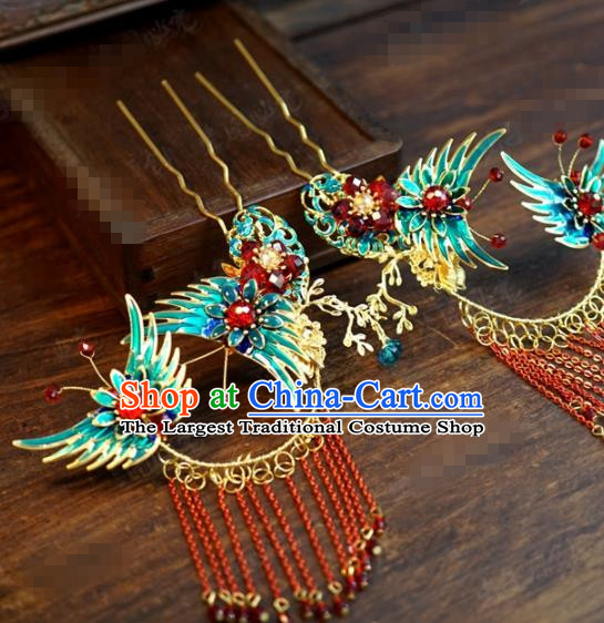 Traditional Chinese Ancient Queen Cloisonne Butterfly Hair Clips Handmade Hanfu Court Hairpins Hair Accessories for Women