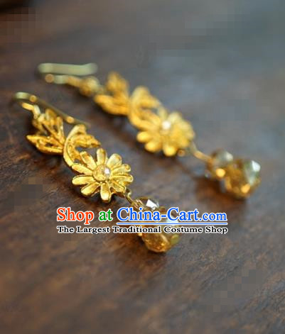 Traditional Chinese Handmade Court Golden Ear Accessories Ancient Princess Earrings for Women