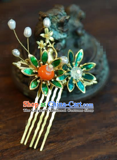 Traditional Chinese Handmade Court Persimmon Hairpins Hair Accessories Ancient Queen Hanfu Hair Comb for Women