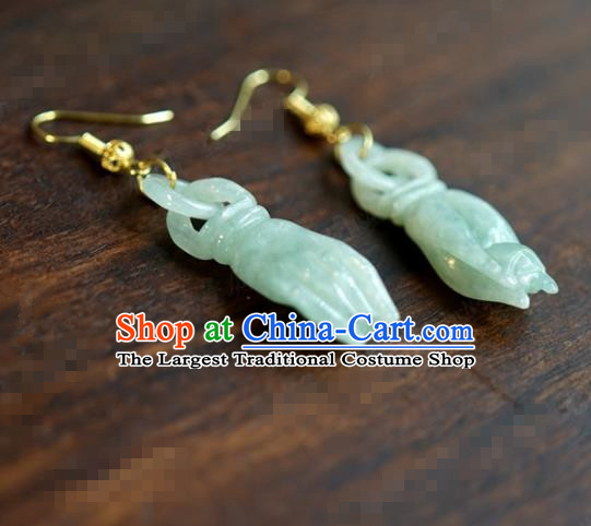 Traditional Chinese Handmade Court Ear Accessories Ancient Princess Jade Finger Citron Earrings for Women