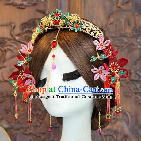 Traditional Chinese Wedding Hair Accessories Luxury Hair Crown Ancient Bride Hairpins Complete Set for Women