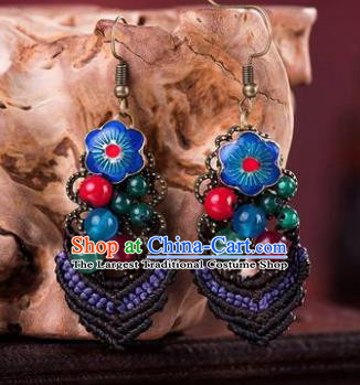 Traditional Chinese Classical Blueing Earrings Handmade Court Ear Accessories for Women