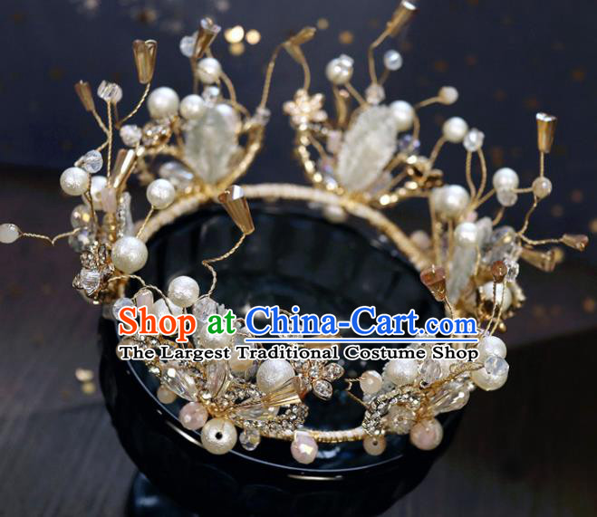 Handmade Baroque Princess Crystal Beads Royal Crown Children Hair Clasp Hair Accessories for Kids