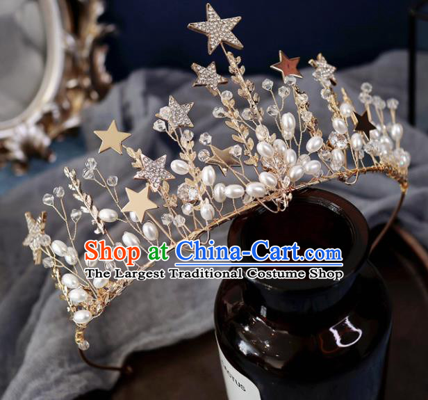 Handmade Baroque Princess Crystal Stars Royal Crown Children Hair Clasp Hair Accessories for Kids