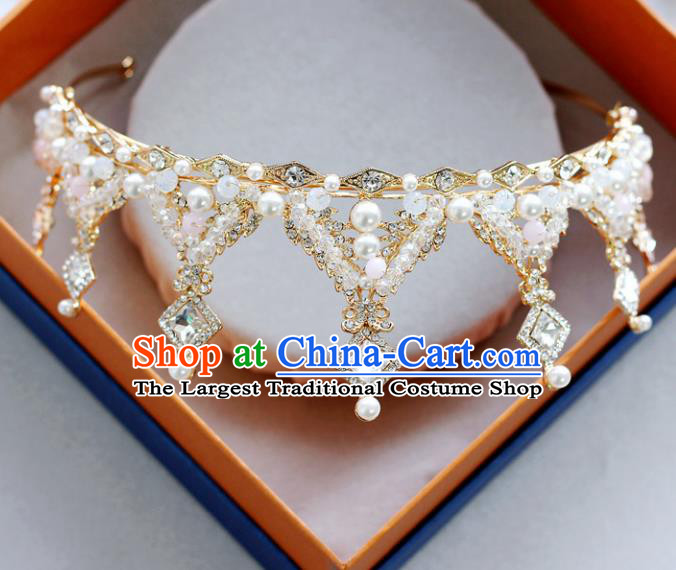 Handmade Baroque Princess Crystal Beads Royal Crown Children Hair Clasp Hair Accessories for Kids