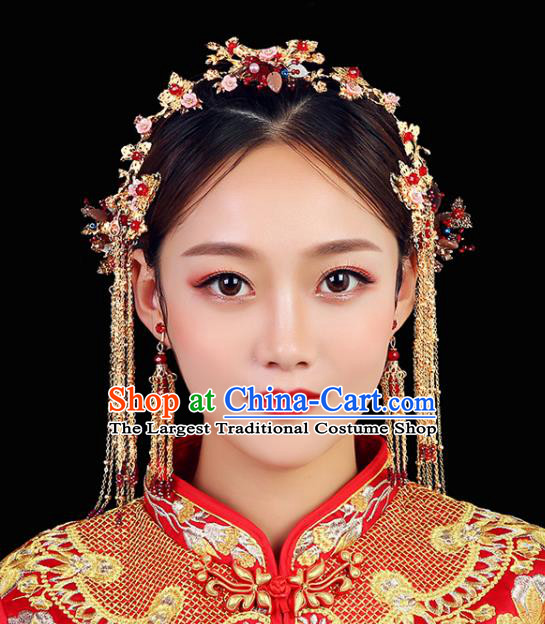 Traditional Chinese Wedding Hair Clasp Handmade Ancient Bride Hairpins Hair Accessories Complete Set