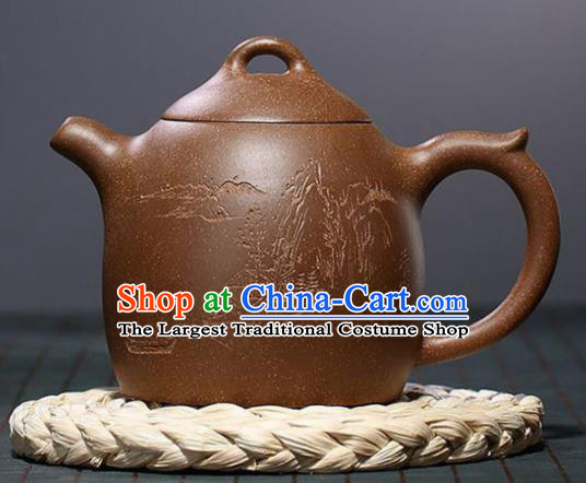 Traditional Chinese Handmade Zisha Teapot Dark Red Clay Pottery Teapot