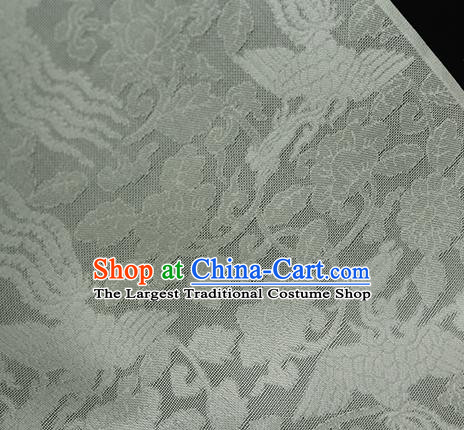 Traditional Chinese Classical Phoenix Flowers Pattern Light Green Silk Fabric Ancient Hanfu Dress Silk Cloth