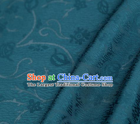 Traditional Chinese Classical Plum Blossom Pattern Peacock Green Silk Fabric Ancient Hanfu Dress Silk Cloth