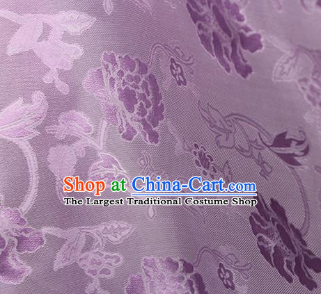 Traditional Chinese Classical Twine Peony Pattern Purple Silk Fabric Ancient Hanfu Dress Silk Cloth