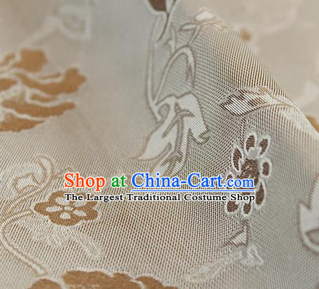 Traditional Chinese Classical Twine Peony Pattern Khaki Silk Fabric Ancient Hanfu Dress Silk Cloth