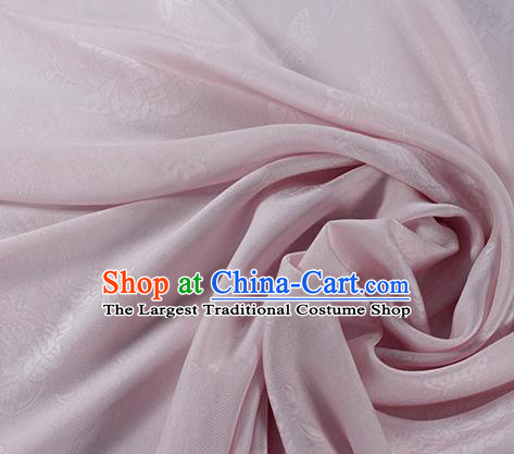 Traditional Chinese Classical Peony Butterfly Pattern Pink Silk Fabric Ancient Hanfu Dress Silk Cloth