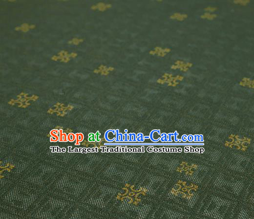 Traditional Chinese Classical Square Pattern Olive Green Silk Fabric Ancient Hanfu Dress Silk Cloth