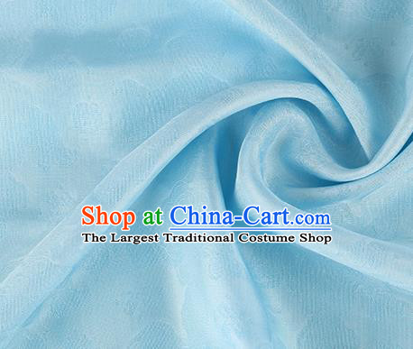 Traditional Chinese Classical Auspicious Cloud Pattern Design Light Blue Silk Fabric Ancient Hanfu Dress Silk Cloth