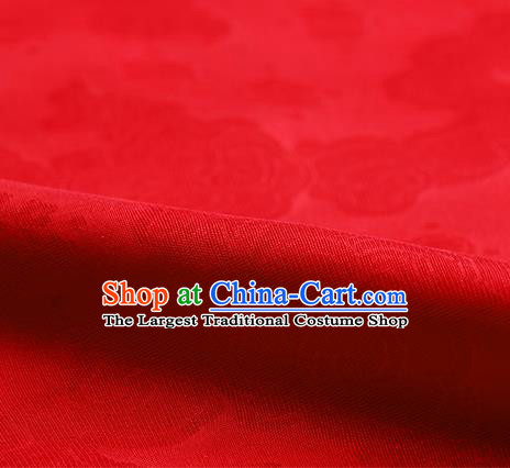 Traditional Chinese Classical Auspicious Cloud Pattern Design Red Silk Fabric Ancient Hanfu Dress Silk Cloth
