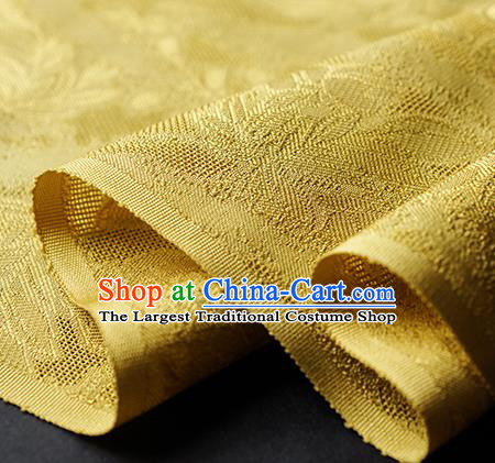 Traditional Chinese Classical Cirrus Flowers Pattern Design Yellow Silk Fabric Ancient Hanfu Dress Silk Cloth