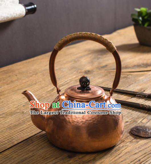 Traditional Chinese Handmade Kung Fu Copper Pot Red Copper Carving Teapot