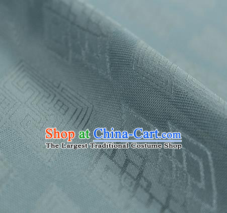 Traditional Chinese Classical Rhombus Pattern Blue Grey Silk Fabric Ancient Hanfu Dress Silk Cloth