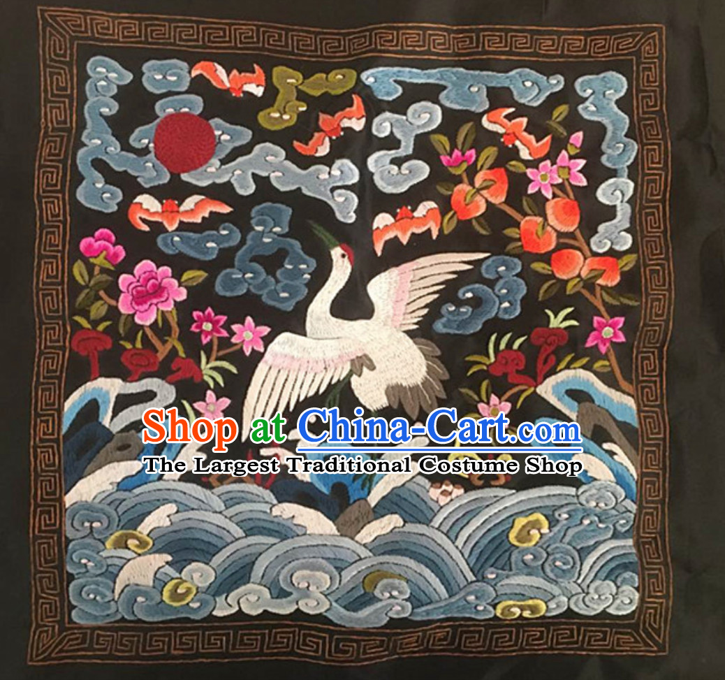 Traditional Qing Dynasty Style Officer Bu Zi Crane Handmade Decoration Embroidery Arts