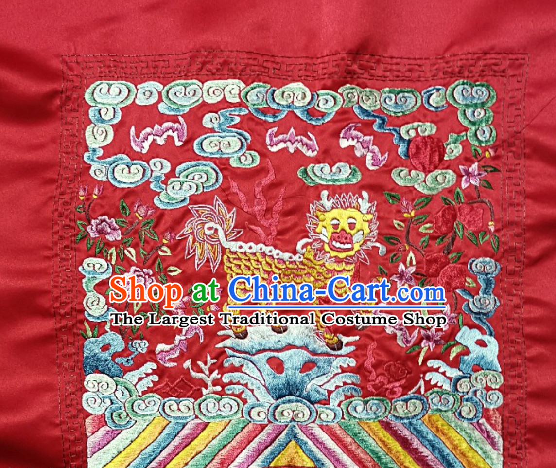 Traditional Qing Dynasty Style Officer Bu Zi Qilin Embroidery Works Arts