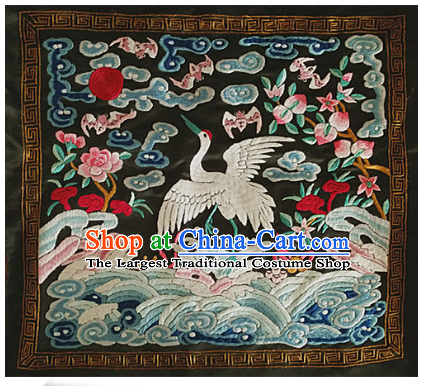 Traditional Qing Dynasty Style Officer Bu Zi Crane Embroidery Arts