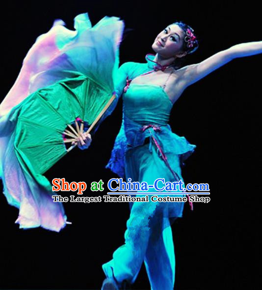 Traditional Chinese Classical Dance Competition Costumes Fan Dance Stage Show Dress for Women