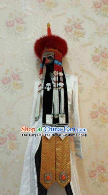 Traditional Chinese Mongol Nationality Hair Accessories Mongolian Ethnic Red Fur Hat for Women