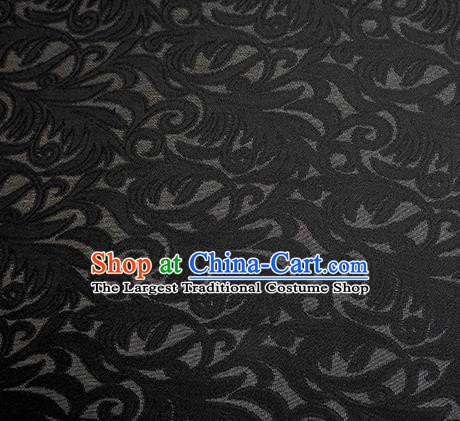 Traditional Chinese Classical Phoenix Flower Pattern Design Black Silk Fabric Ancient Hanfu Dress Silk Cloth