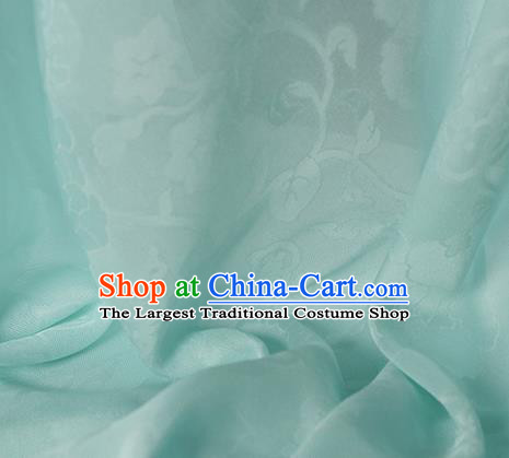 Traditional Chinese Classical Hibiscus Peony Pattern Design Light Green Silk Fabric Ancient Hanfu Dress Silk Cloth