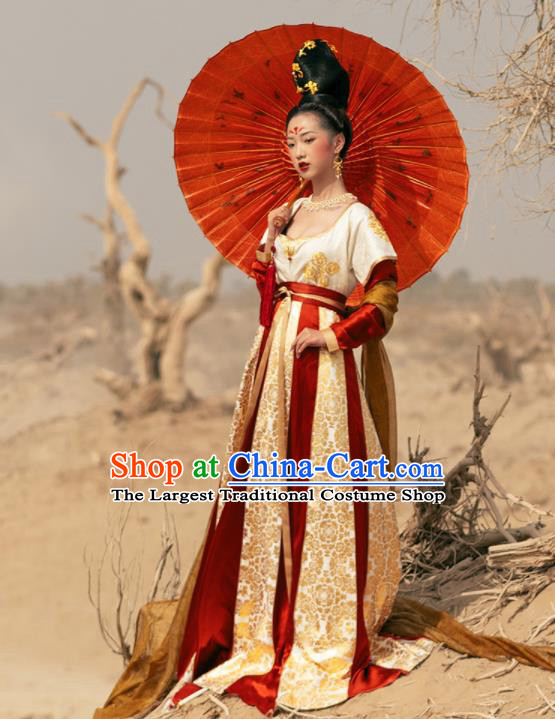 Traditional Chinese Tang Dynasty Royal Princess Replica Costume Ancient Court Apsaras Dance Hanfu Dress for Women