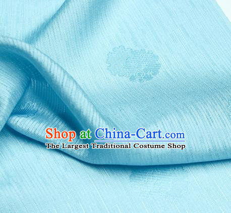 Traditional Chinese Classical Flowers Pattern Design Light Blue Silk Fabric Ancient Hanfu Dress Silk Cloth