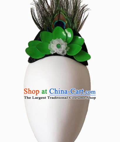 Traditional Chinese Classical Dance Southeast the Peacock Flies Hair Accessories Fan Dance Wig Chignon Headdress for Women