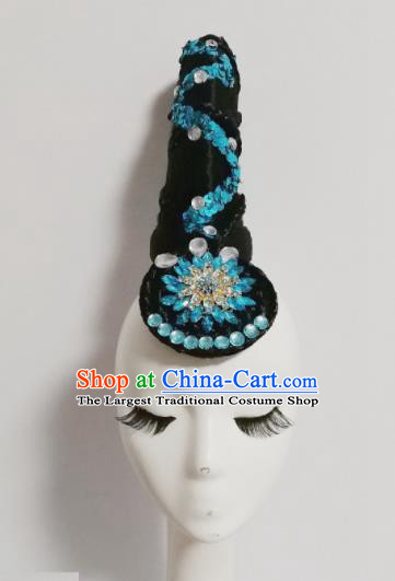 Traditional Chinese Classical Dance Luo Fu Xing Hair Accessories Water Sleeve Dance Wig Chignon Headdress for Women