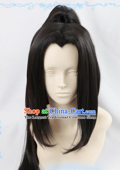 Chinese Traditional Cosplay Young Hero Wigs Ancient Swordsman Wig Sheath Hair Accessories for Men