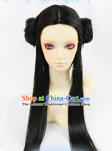 Chinese Traditional Cosplay Princess Hair Wigs Ancient Female Swordsman Wig Sheath Hair Accessories for Women