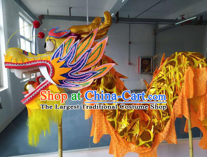 Chinese New Year Dragon Dance Competition Golden Dragon Head Traditional Dragon Dance Prop Complete Set for Adult