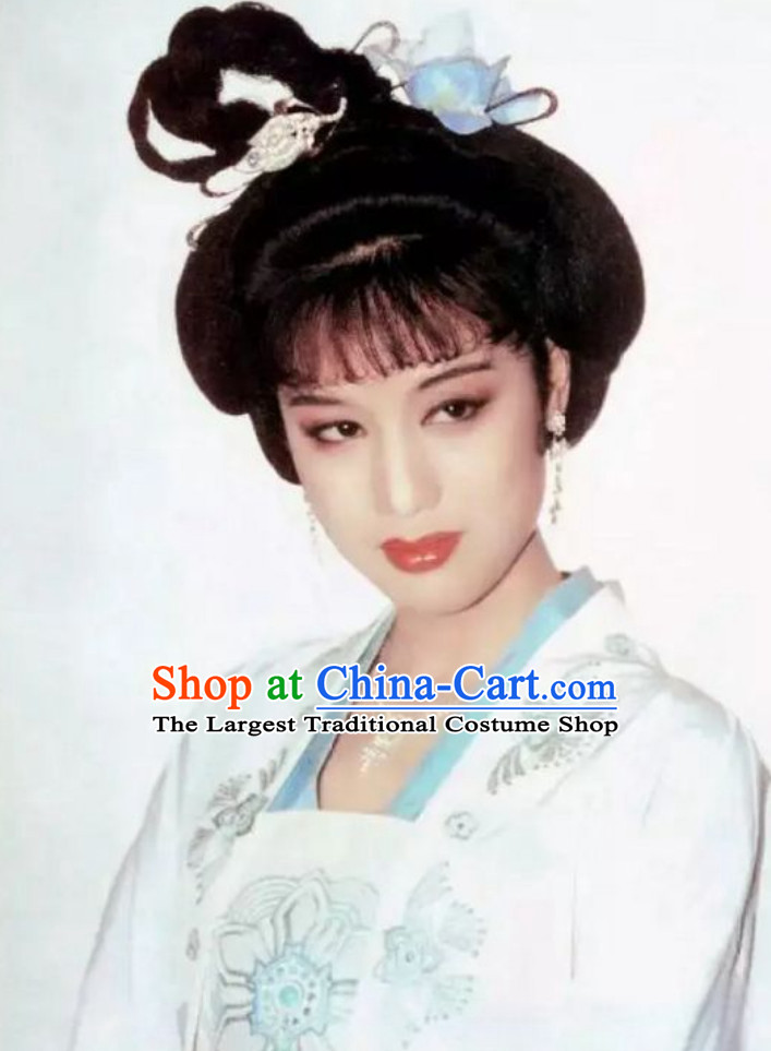 Chinese Classical Ancient Tang Dynasty Female Wig and Hair Jewelry Set