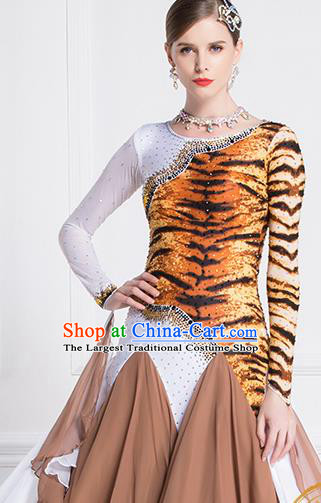 Top Grade Waltz Dance Brown Dress Ballroom Dance Modern Dance International Dance Costume for Women