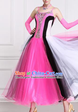 Professional Waltz Competition Modern Dance Rosy Dress Ballroom Dance International Dance Costume for Women