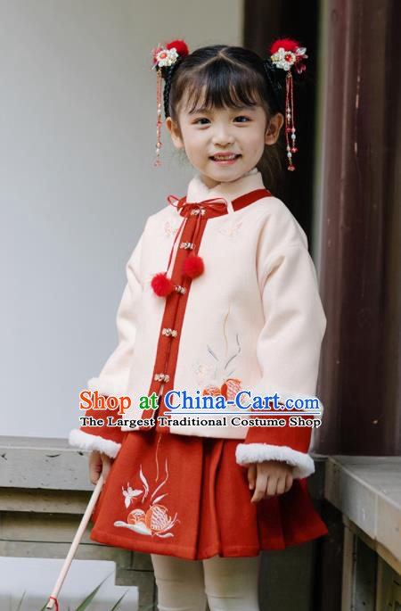 Chinese National Girls Costume Traditional New Year Tang Suit for Kids