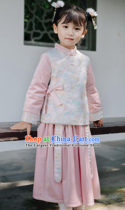 Chinese National Girls Cheongsam Outfits Costume Traditional New Year Qipao Dress for Kids