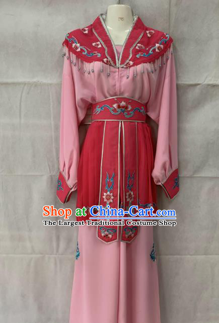 Chinese Beijing Opera Maidservant Pink Dress Traditional Peking Opera Servant Girl Costume for Women