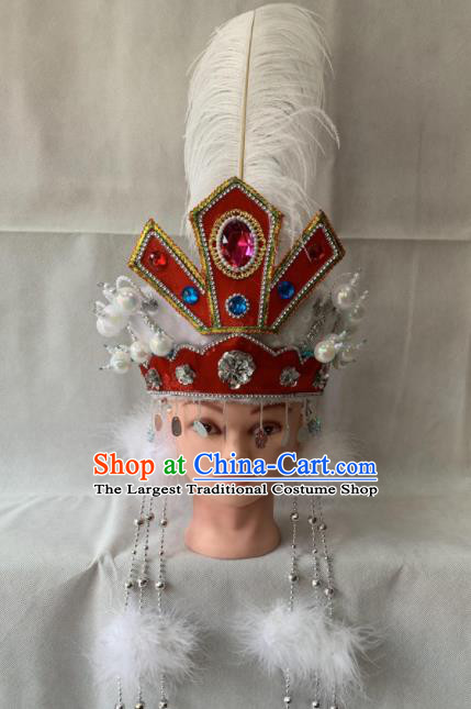 Chinese Beijing Opera Princess Red Hat Traditional Peking Opera Hair Accessories for Women