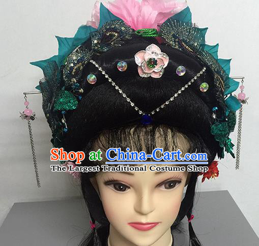 Chinese Beijing Opera Goddess Princess Headgear Traditional Peking Opera Wig Sheath and Hair Accessories for Women