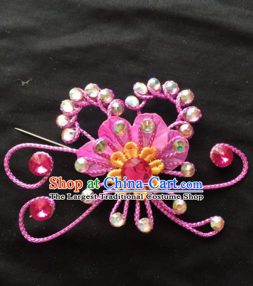 Chinese Beijing Opera Diva Rosy Hairpins Headgear Traditional Peking Opera Princess Hair Accessories for Women