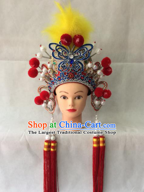 Chinese Beijing Opera Blues Hat Traditional Peking Opera Diva Female Swordsman Hair Accessories for Women