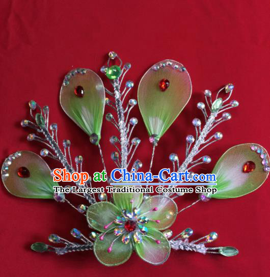 Chinese Beijing Opera Actress Green Hairpins Traditional Peking Opera Princess Hair Accessories for Women