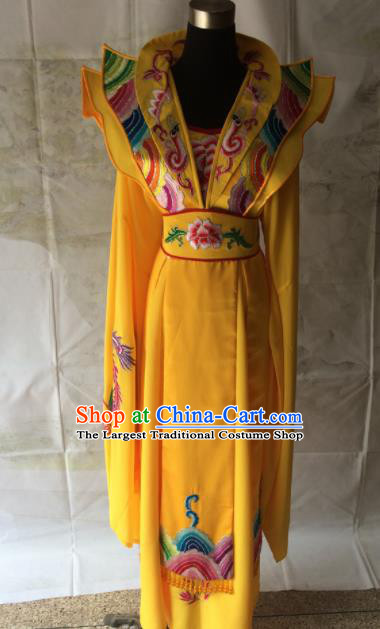 Chinese Beijing Opera Royal Queen Yellow Dress Traditional Peking Opera Empress Costume for Women